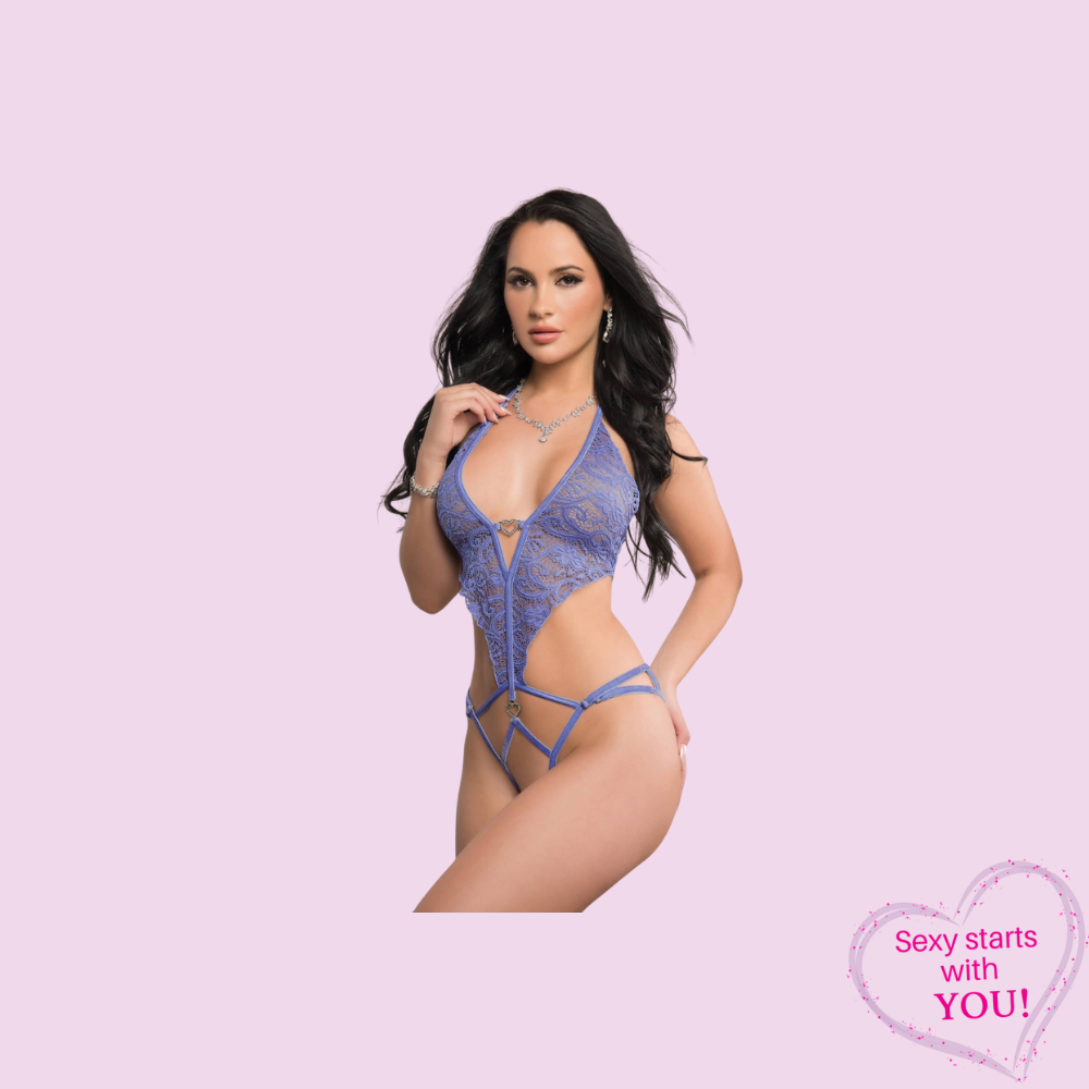 Lace Deep V Teddy - Lavender
