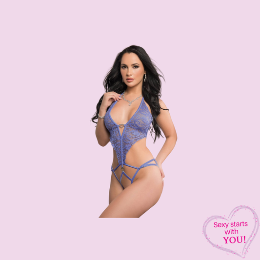 Lace Deep V Teddy - Lavender