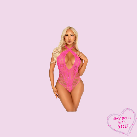 Lace Net Keyhole Halter