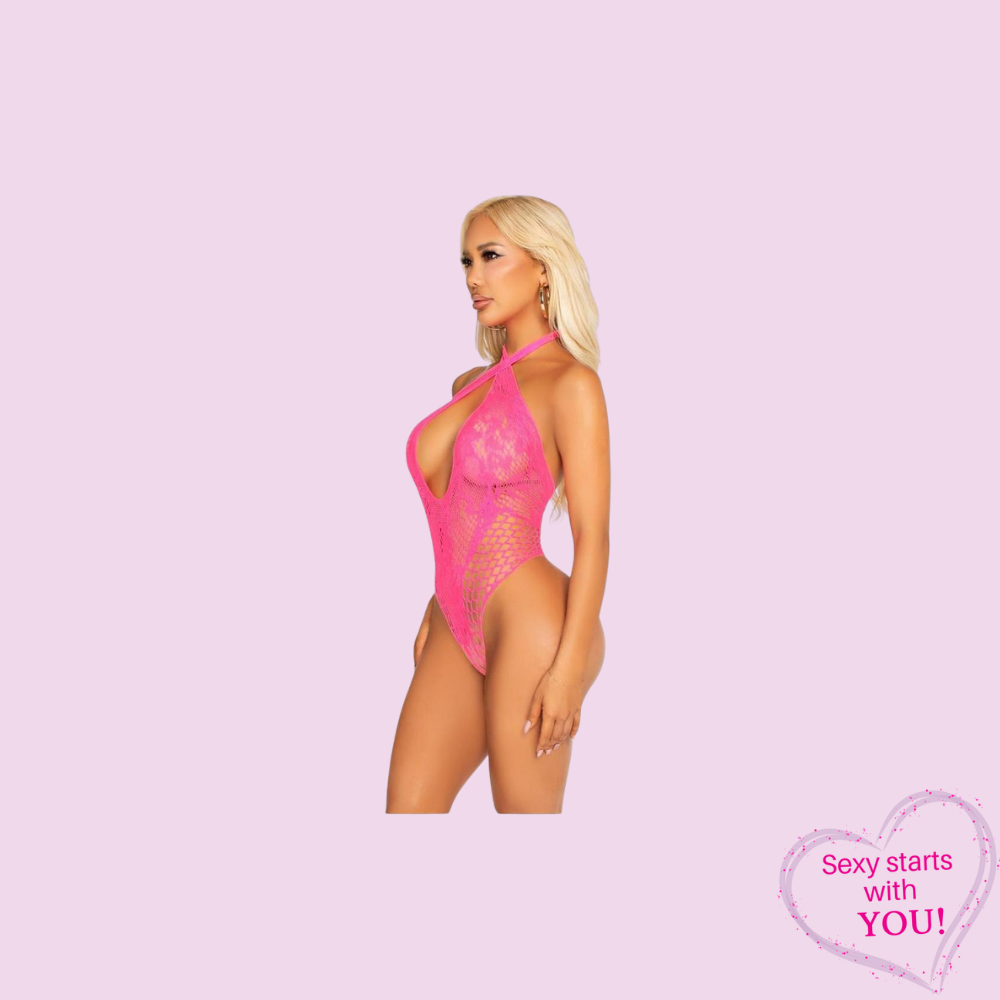 Lace Net Keyhole Halter